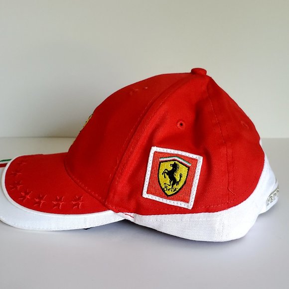 OFFICIAL FERRARI Race Cap Quality Embroidered Logo Flag Stars Academia Movie Red - Picture 5 of 10